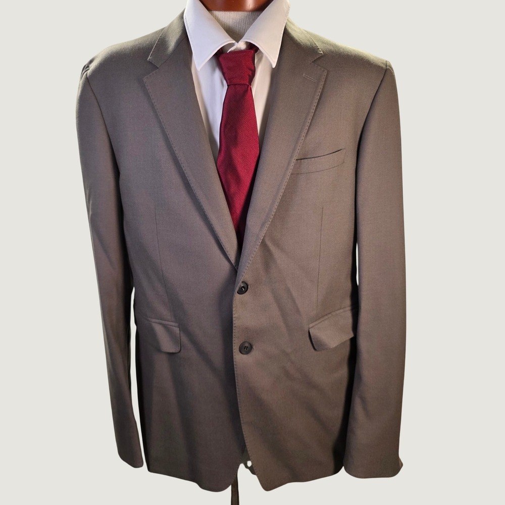 Burberry Suit Jacket Mens 44R Brown Wool Two Button Blazer Italy Luxury Business